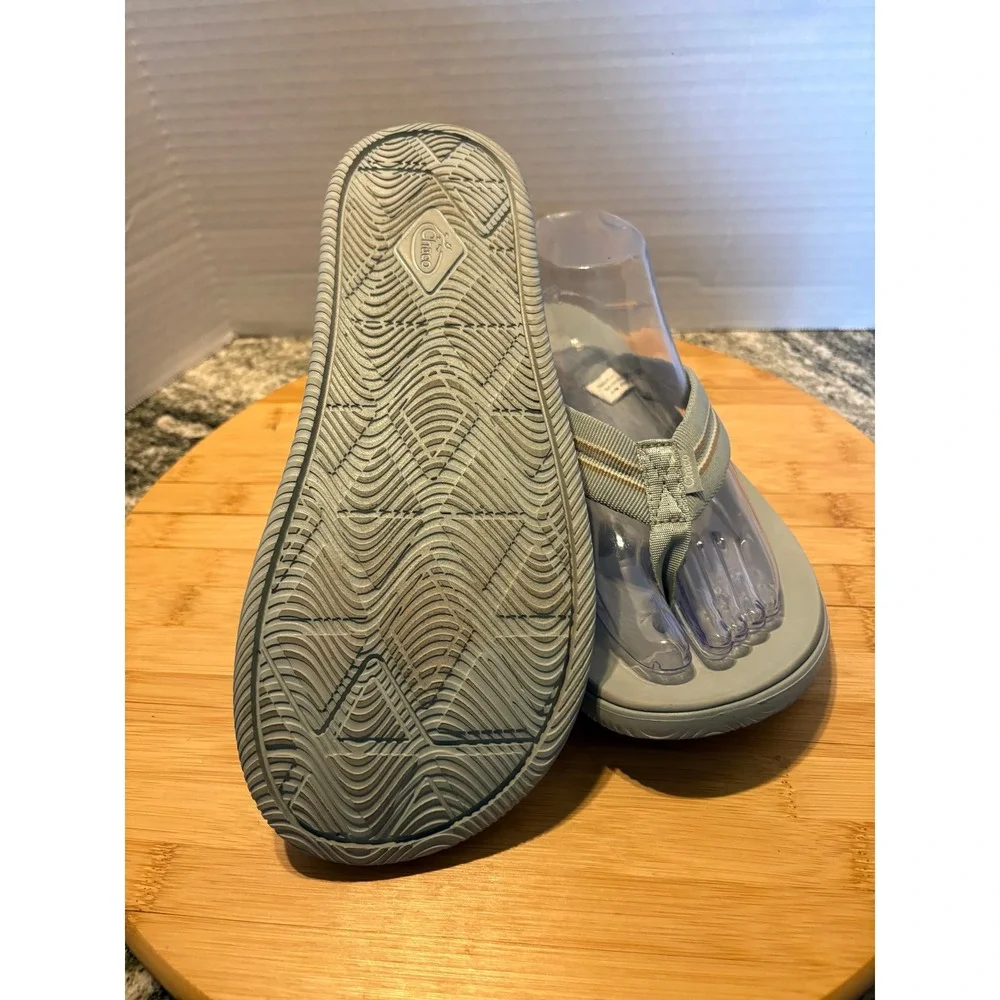 Chaco Chillos Flip Sandals Womens Light Blue Grey LUVSEAT Arch Support Thong